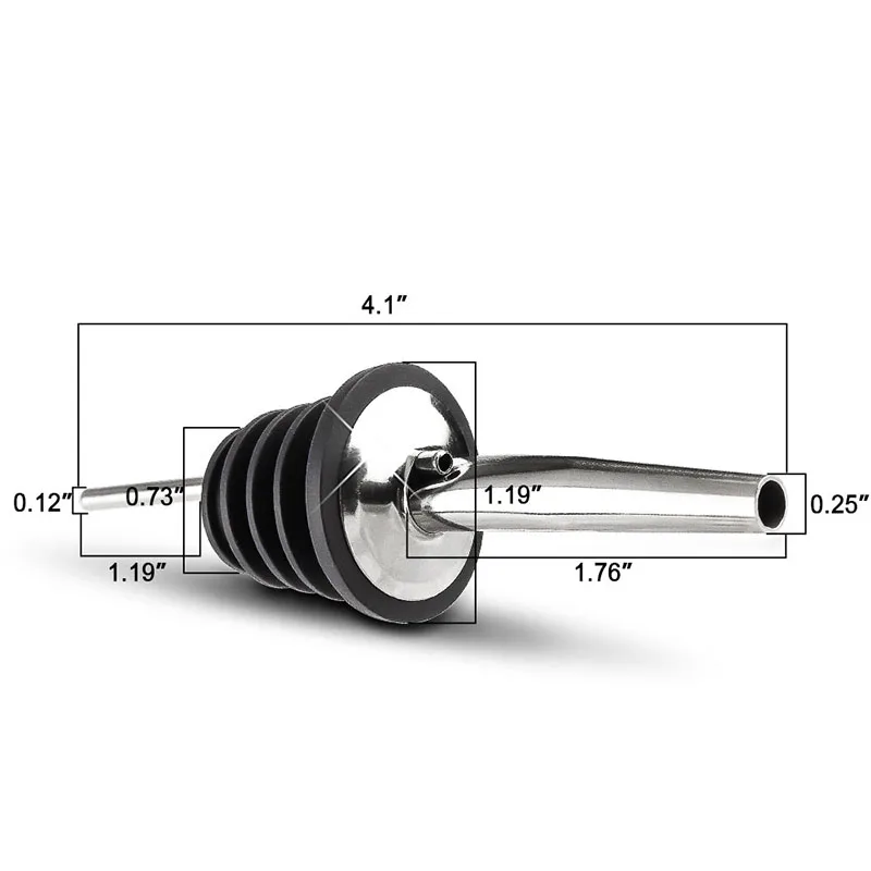 10 piezas de acero inoxidable licor alcohol Pourer flujo vino Bar aceite velocidad Pourer con 2 cepillos de limpieza y 12 largos polvo tapas