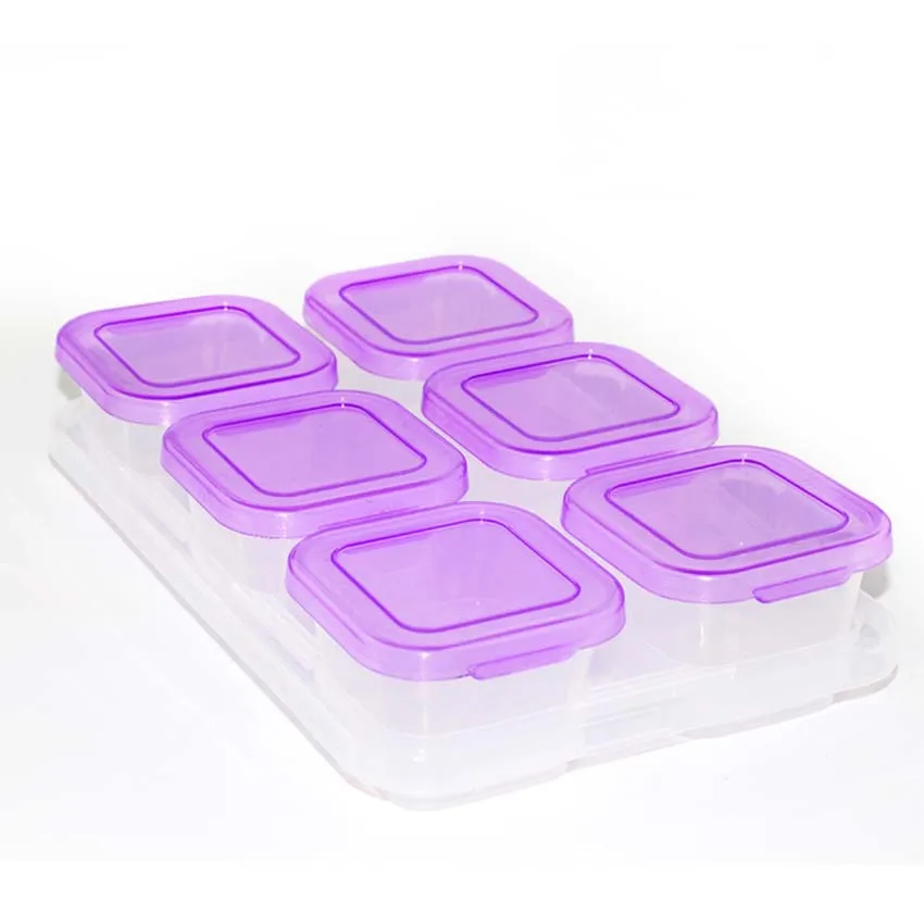 Контейнеры для детского питания контейнер для закусок Дети Малыш молоко порошок формула диспенсер BPA бесплатные блоки контейнеры для морозилки контейнеры 6 шт 120 мл - Цвет: 6 Grid Purple New