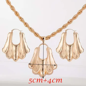 

Rose Color Nigerian Necklaces Jewelry Sets Gold Color Bride Earrings Pendant African Wedding Accessories GiftsCE127