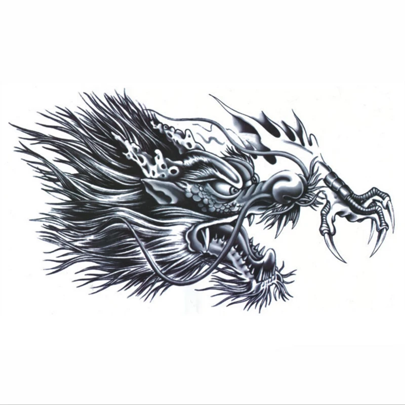 Тату наклейка с большой головой Dragon временная вспышка для мужчин 1 шт.|tattoo body|head