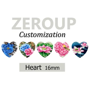 

ZEROUP Professional customized services 16mm heart pictures glass cabochon mixed patterns jewelry components 176pcs/lot