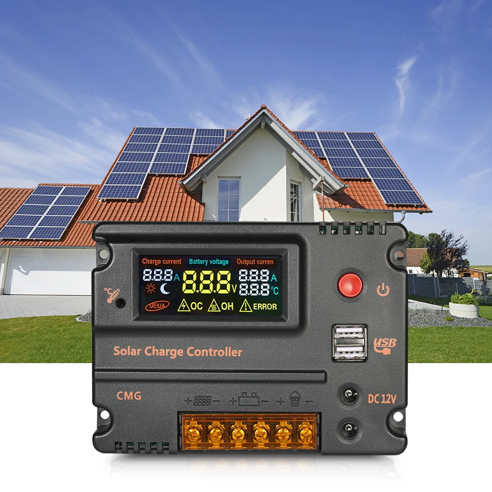 

20A 12V 24V Solar Charge Controller Battery Regulator with LCD Color Display Overload Protection Temperature Compensation
