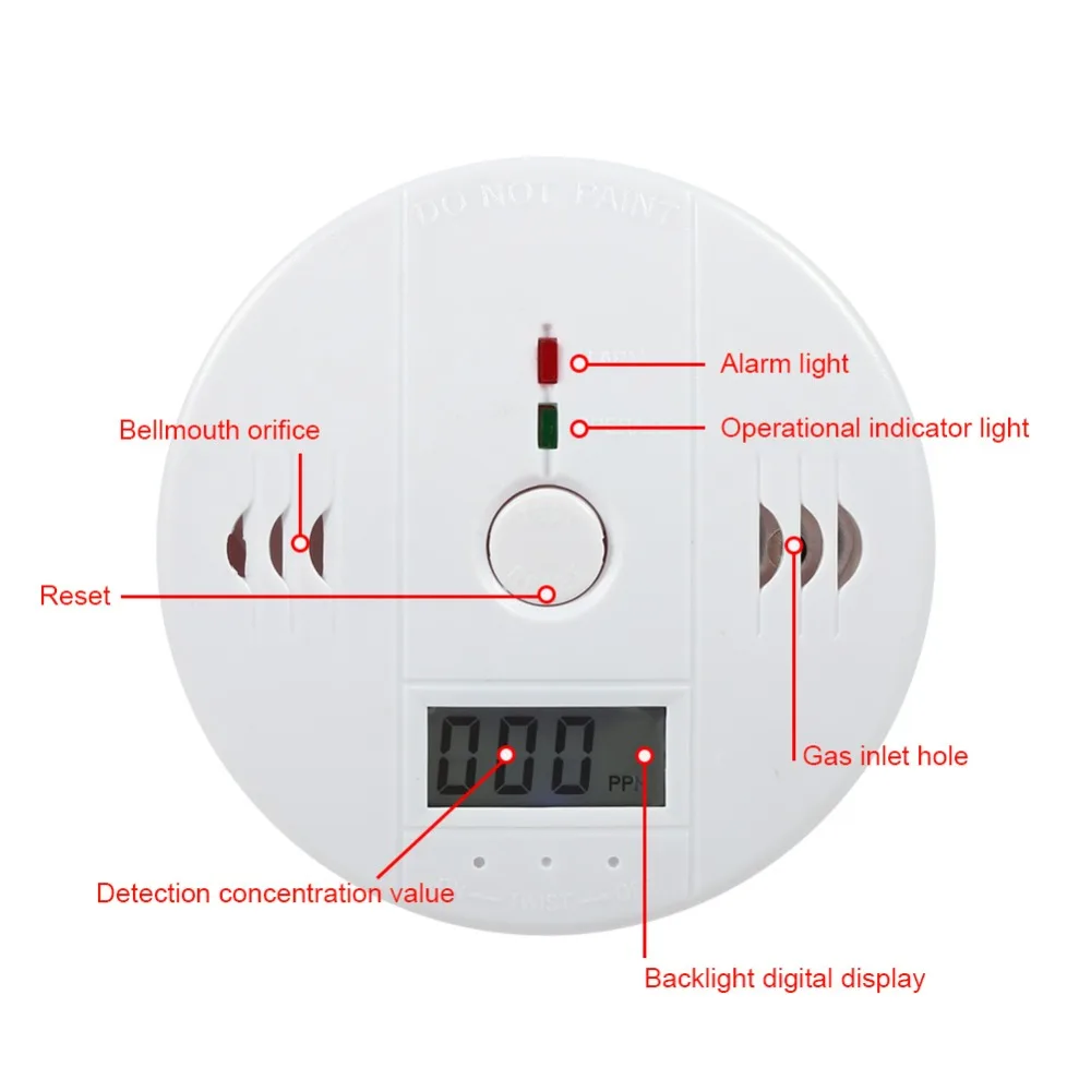 Домашняя безопасность CO датчик газа с угарным газом Предупреждение льная сигнализация, детектор для кухни