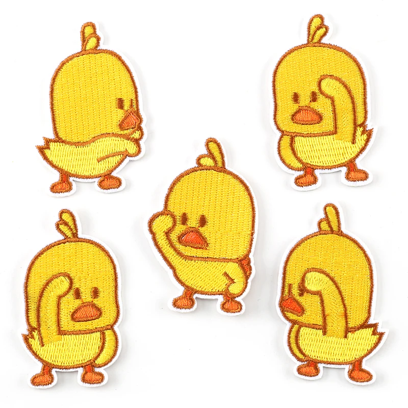 

1 PCS Yellow Duckling Patches for Kids Clothes Iron on Appliques DIY Stripes Animals Embroidery Stickers Sew on Badges @B
