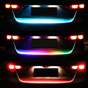 

Car LED decorative light rear end box light refit light RGB colorful flowing LED Trunk strip for car trunk dynamic DRL Light