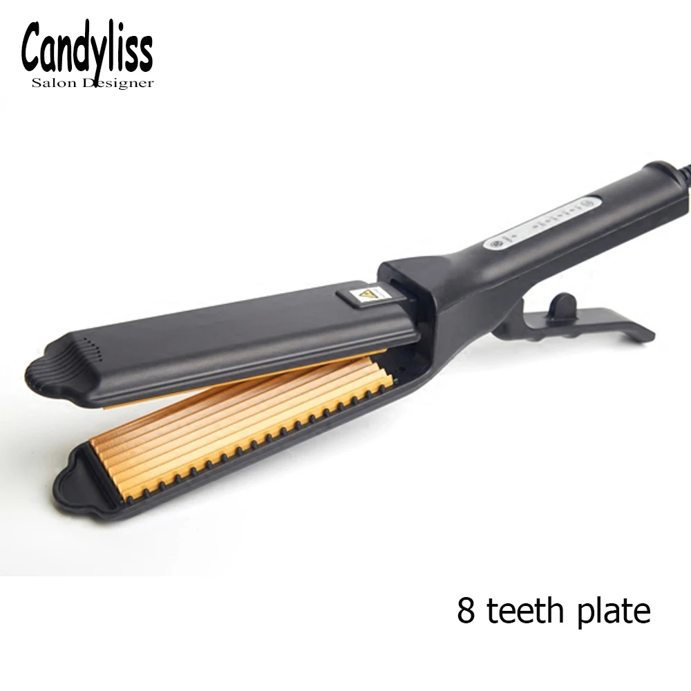 

Temperature Control Electric Hair Straighteners Straightening Corrugated Iron Hair Crimper Corn Wide Wave Plate Styling Tools