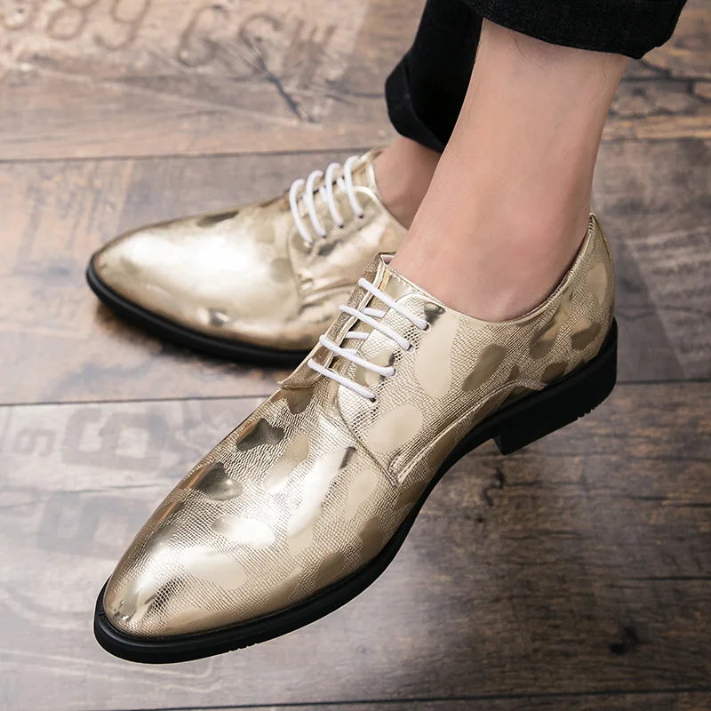 men gold dress shoes leather luxury brand italian formal working elegant nale footwear pointed toe brogue oxford shoes for men (27)