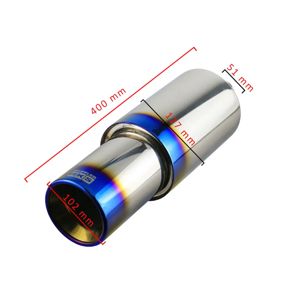 

Free Shipping 1PCS Blue/Black/Purple Car Exhaust Tip 2'' In Straight-Through Sport Car Muffler 1mm Thick 3.5kg Great Sound Pipe