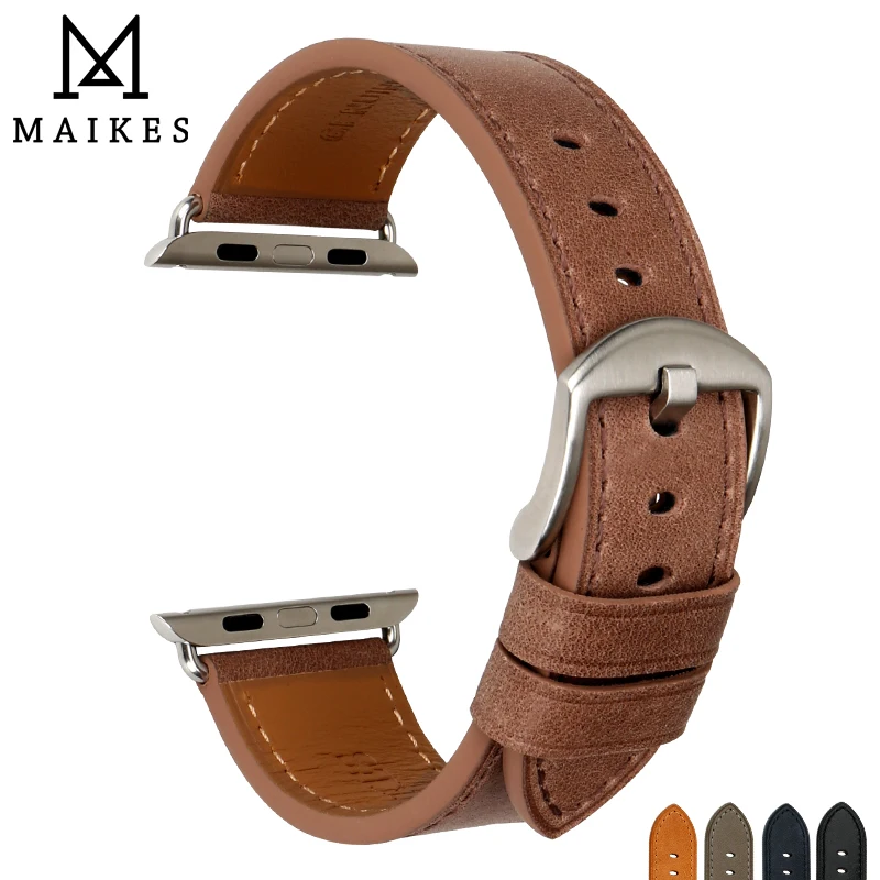 MAIKES Genuine Leather Watchband For Series 4 3 2 1 Apple watch bands 44mm 42mm & Apple Watch Band 40mm 38mm Watch Accessories