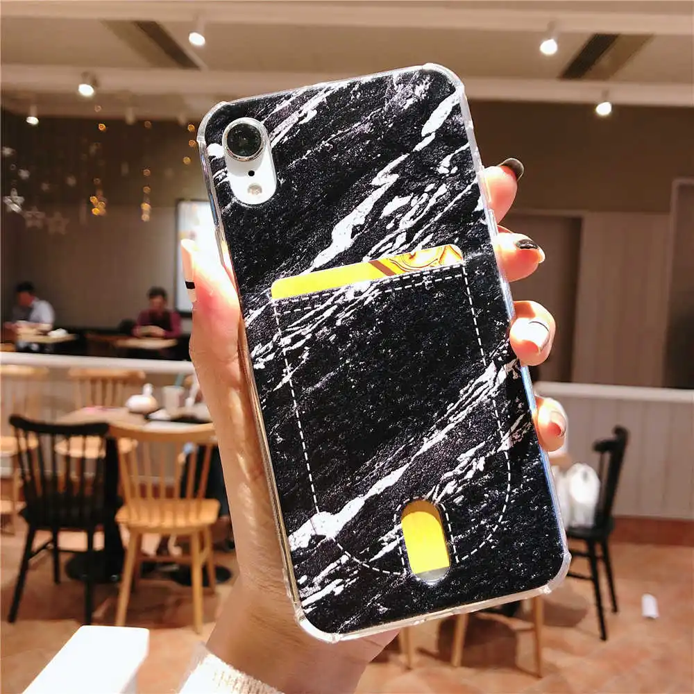 For Iphone 8 8plus X XR XS Max Marble Credit card case Iphone 6  Case for Iphone 7 7Plus Cover Soft TPU Silicone Phone case (4)