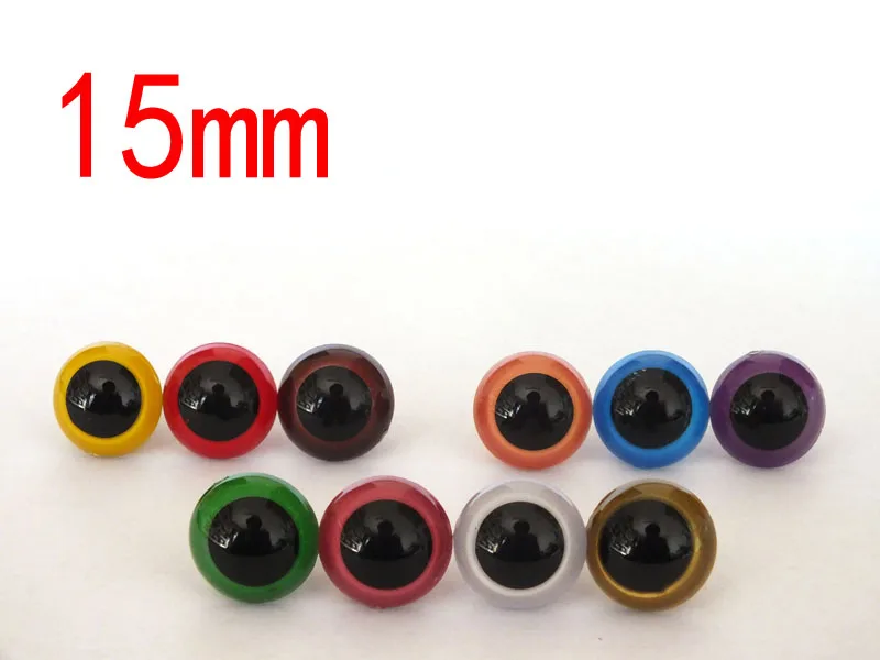 free shipping!!50pcs 15mm 10color can choose round safety eyes with white washer