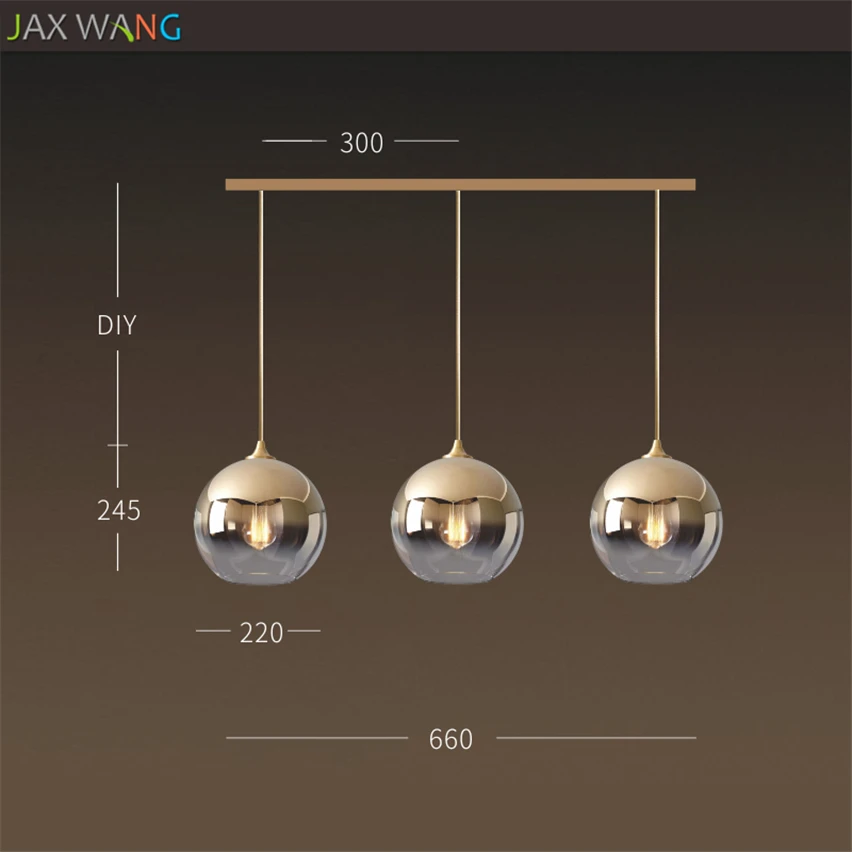 Современные золотые градиентные стеклянные шаровые подвесные светильники, светодиодные подвесные лампы для гостиной, спальни, прикроватные лампы, светильники для внутреннего освещения