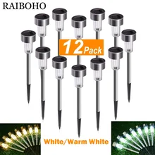 12 шт. светодиодный светильник на солнечной батарее для украшения сада из нержавеющей стали Открытый водонепроницаемый светодиодный светильник на солнечной батарее