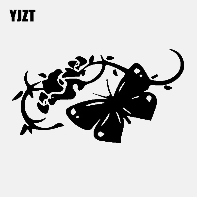 YJZT 17.3CM*9.5CM Attraction Butterfly Vinyl Car Sticker Decals Decor Black/Silver C24-0289 | Автомобили и мотоциклы