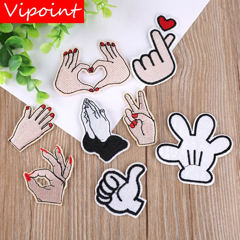

VIPOINT embroidery gesture patches expression patches badges applique patches for clothing YX-234