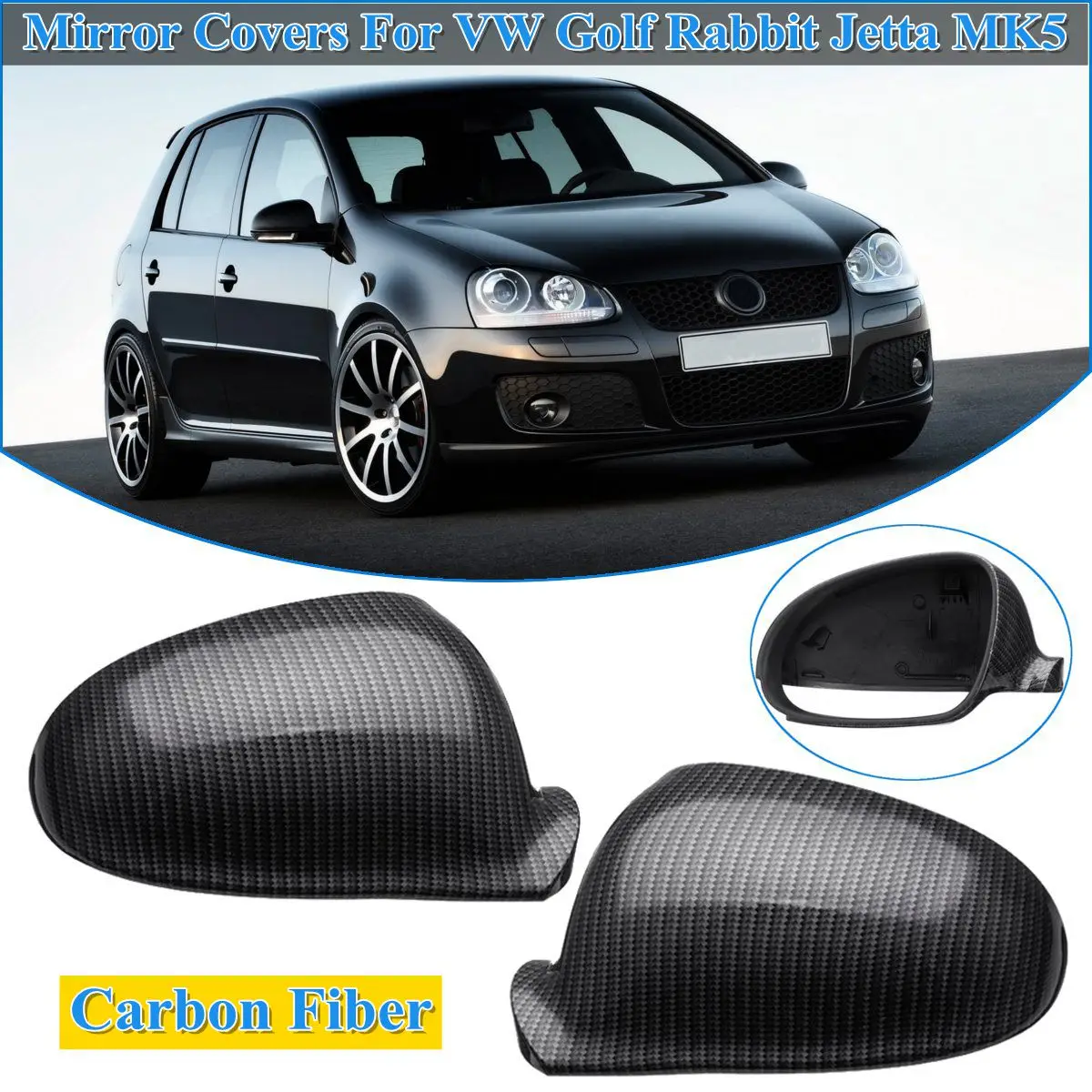 

1 Pair Carbon Fiber Side Wing Mirror Covers Cap for Golf MK5 Rabbit GTI R32 Standard for VW for Jetta 2006 2007-2009 1K0857537