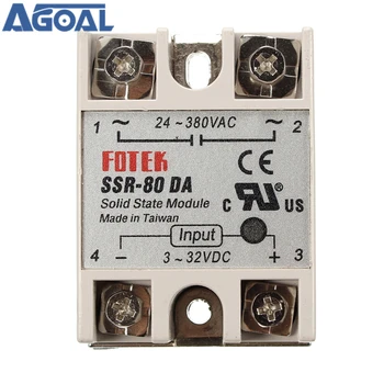 

80A SSR-80DA Solid State Relay Module DC To AC 24V-380V Output Free Shipping
