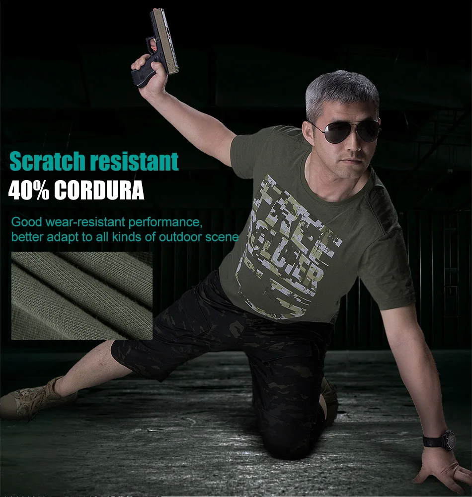 FREE SOLDIER outdoor tactical camouflage printing breathable T-shirt men's quick-drying short sleeve T-shirt CORDURA fabric