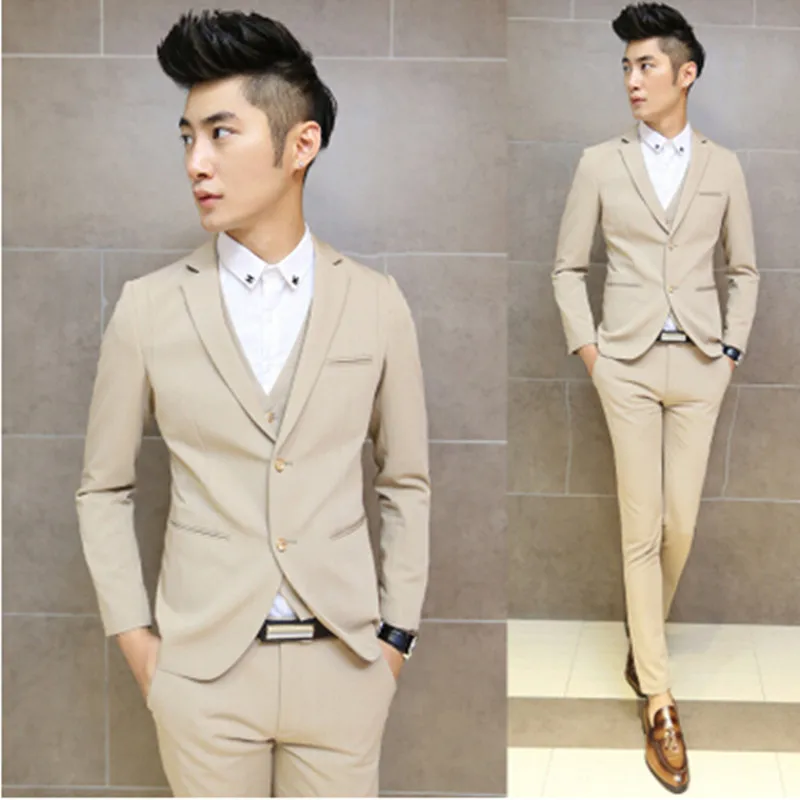 2016 Men Suits Slim Custom Fit Tuxedo Fashion Bridegroon Business Dress Wedding Suits Blazer Male casual