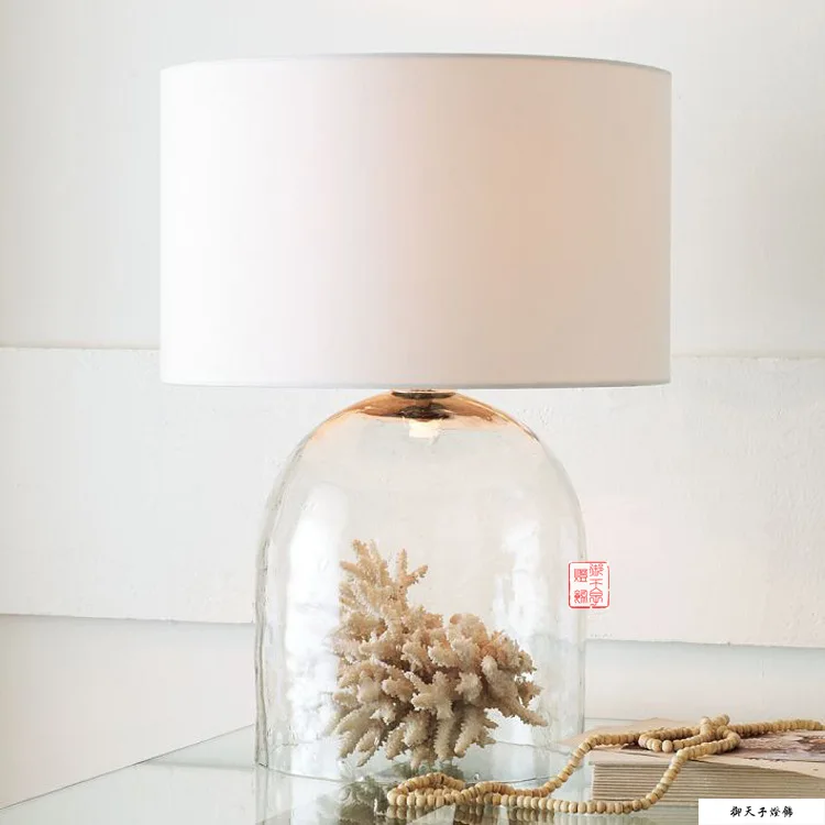 TUDA 30*47 см Американский минималистичный стиль стеклянная настольная лампа для спальни гостиной Белая Ткань Абажур Настольная лампа E27 110 V-220 V