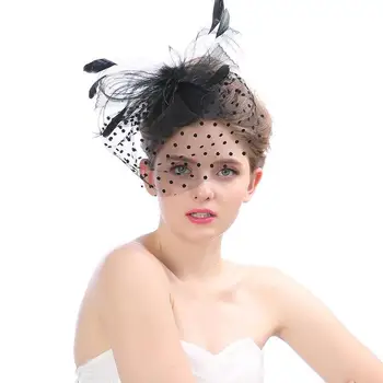 

New Wedding Hats For Women Black Feather Vintage Bridal Headwear Chapeau Mariage Elegant Bride Hair Hat Wedding Accessories