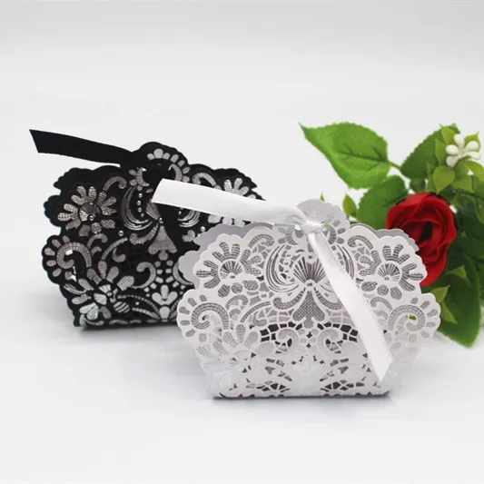 50Pcs Laser Cut Wedding Candy Box Red/ White/ Gold/ Navy Blue/Black Gift Casamento Party Favor Gifts | Дом и сад