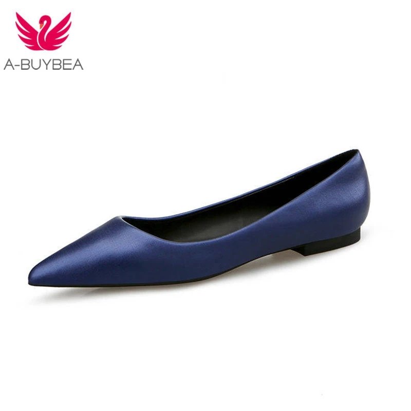 

INS Hot Women Flat Shoes Female Plus Size 44 Pointed Toe Sexy Single Shoes Flat Comfortable Black Professional Women's Shoes