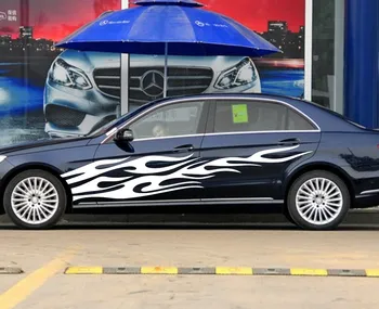 

Car Fire flames Racing 106'' Door Decals for E class Vinyl Graphics Side stickers ZC148