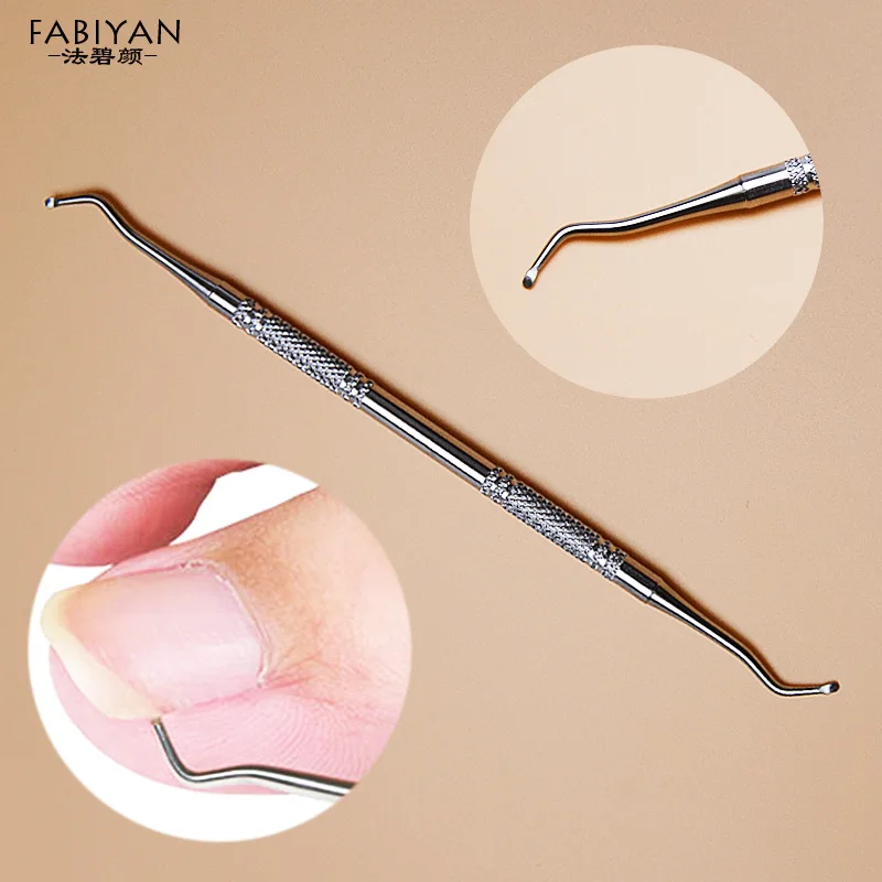 

2 Ways Stainless Steel Nail Art Spoon Cuticle Pusher Remover Dead Skin Groove Pick Toe Finger Clean Care Manicure Pedicure Tools
