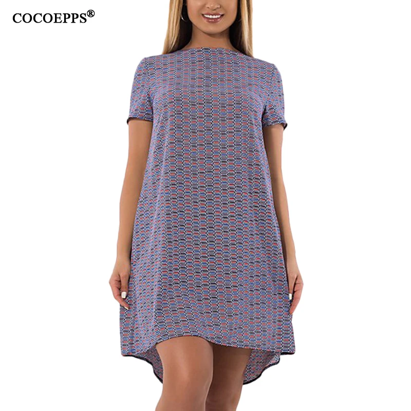 Summer font b Plus b font font b size b font Chiffon Vestidos Women Printing Straight