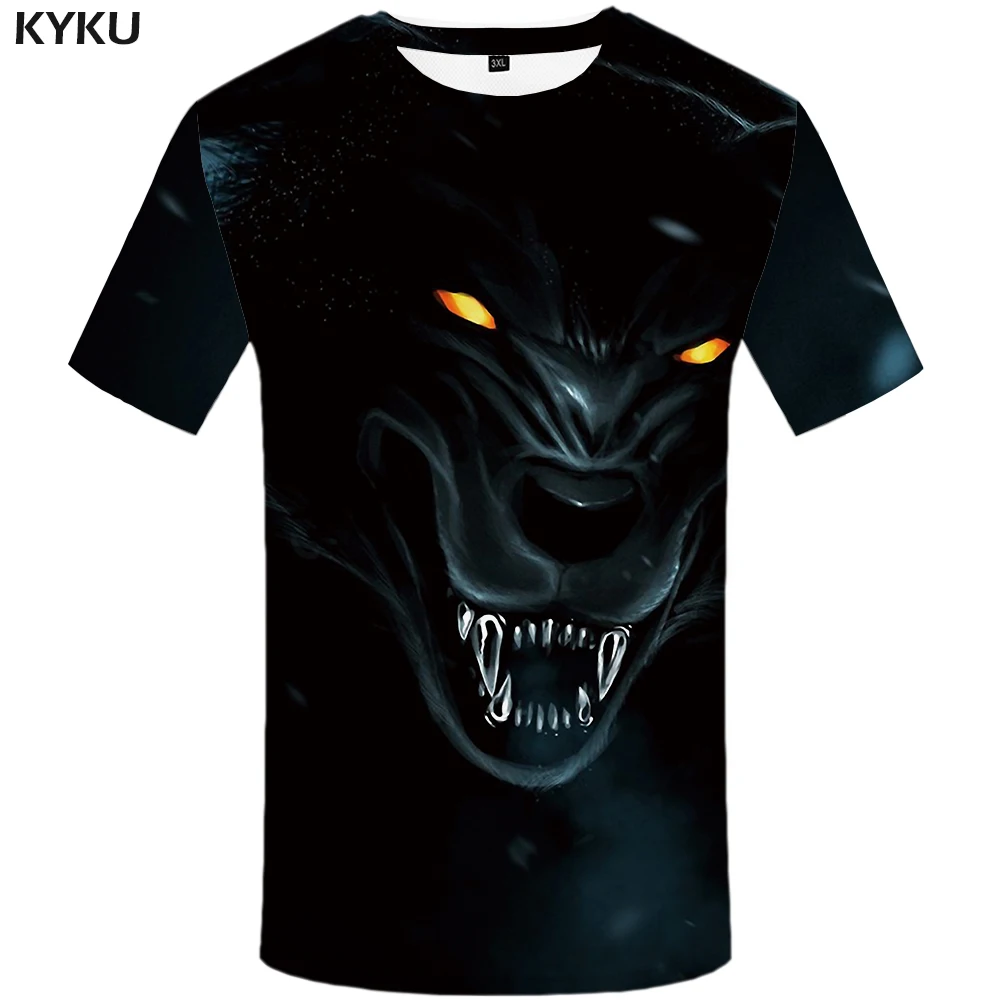 

KYKU Wolf Shirt Punk Tshirt Metal T-shirt 3d Print T shirt Men Clothes Mens Clothing Funny T shirts Casual Wear 2018