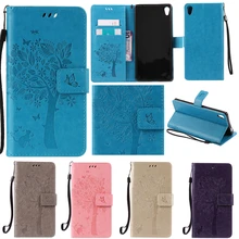 Cute Cartoon Love Cat and Tree Wallet Flip Fundas Case sFor Sony Xperia XA Ultra F3212 F3216 / Z5 Premium Z5 Plus Back Cover