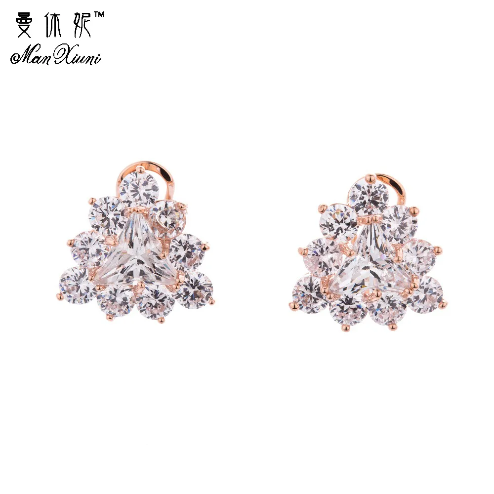 

Full Crystal Ice Flower Ear clip without puncture Earrings with Zircon Stone Women Birthday Gift Bijouterie Brinco Pequeno