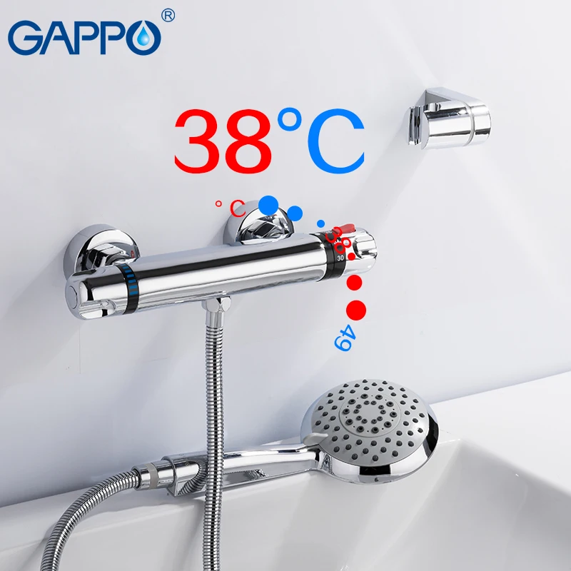 GAPPO Смесители для ванны, латунные хромированные краны, термостатический настенный смеситель для душа, набор душевых головок
