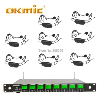 

OKMIC OK-8 OK-16 professional UHF/PLL 8 Headset wireless microphone system 8 channels For Stage Performance Wireless Microphone