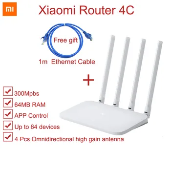 

Original Xiaomi Router 4C Mi 300Mbps Home Wireless WiFi Router 4 Antennas 5dBi Smart APP Control 64RAM 802.11 b/g/n 2.4G Office