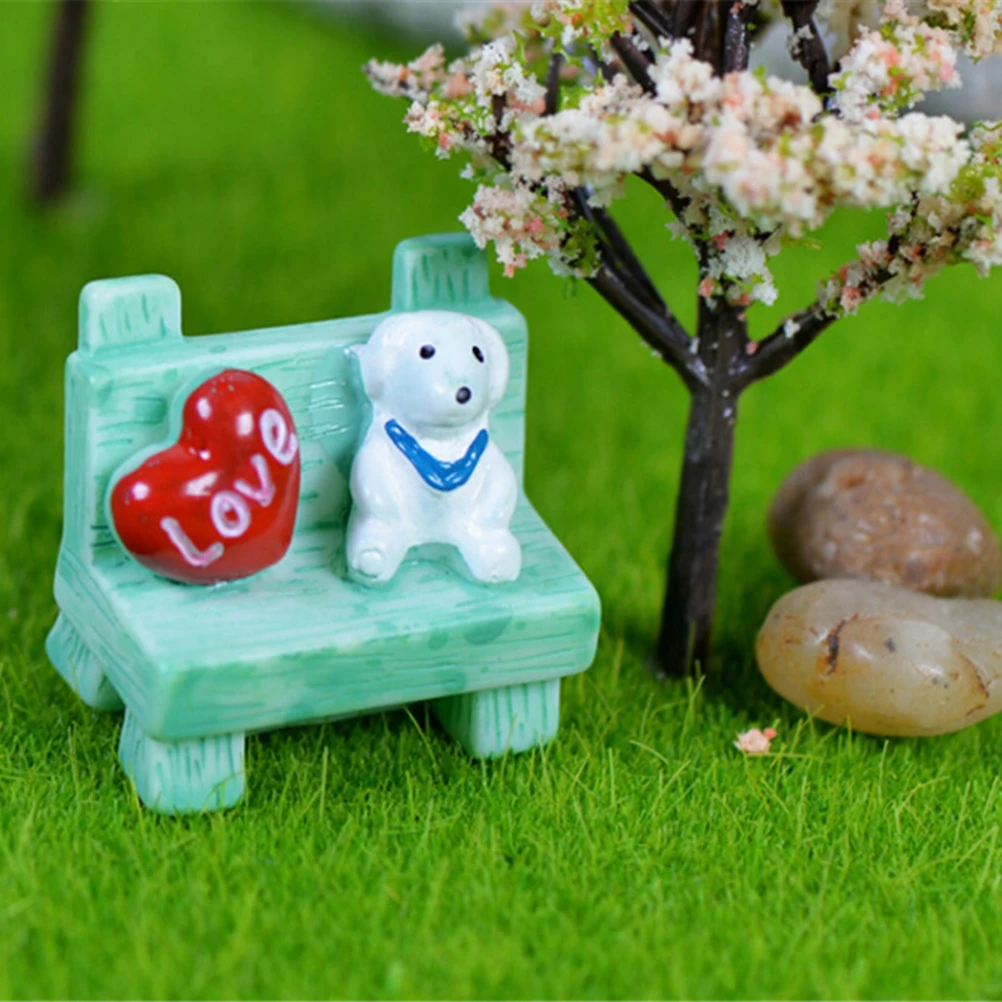 Chair Sitting Dog toy Miniature Figurine Bonsai Decoration mini fairy garden animal statue resin craft Home Car Ornament gift