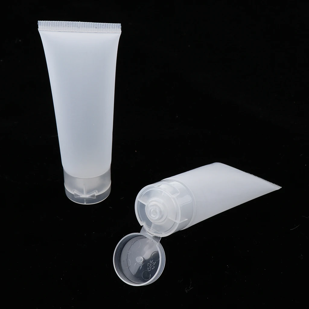 40pcs 50ml Plastic Frosted Empty Cream Tubes Shower Gel Face Wash Bottles Cosmetic Squeezable Travel Makeup Containers