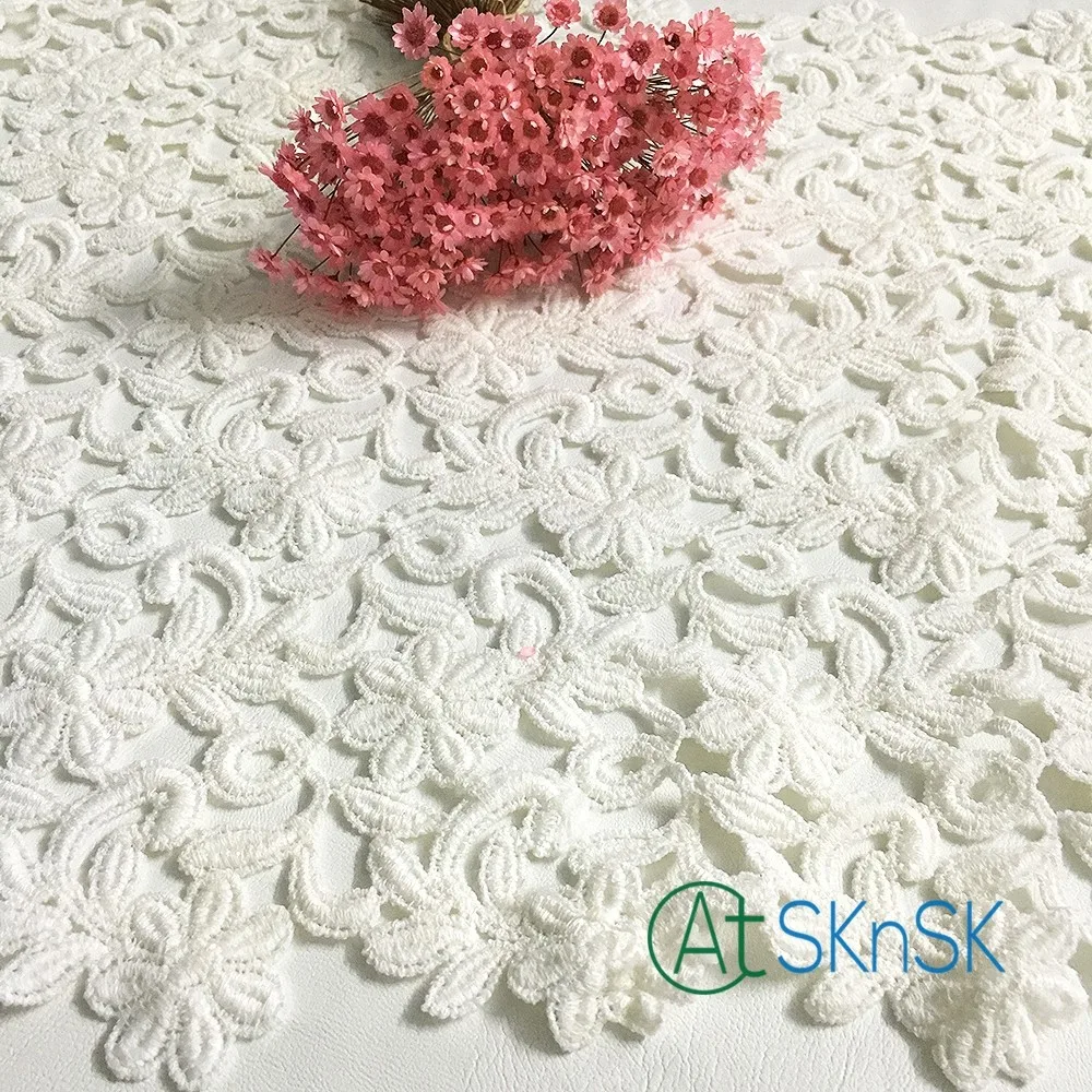 

10yard/lot Lace Dress Fabric 7 Flower Petals Embroidered Lace Trimming Water Soluble Clothes Decoration DIY Accessories A2