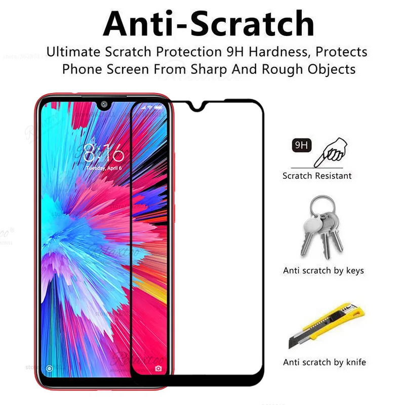 Защитное стекло для экрана закаленное Xiaomi Redmi Note 7 s полное покрытие Защитная