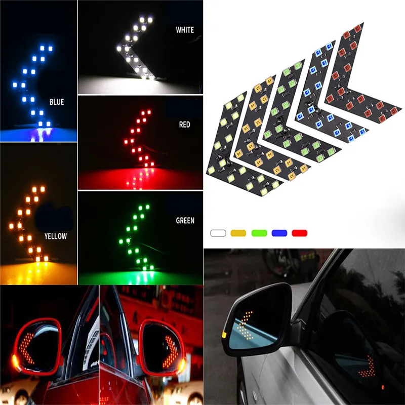 

2pcs/set LED Arrow Panel Car Truck Rear View Mirror Indicator Turn Signal Light LED Rearview Strobe Warning Safety Car Lights