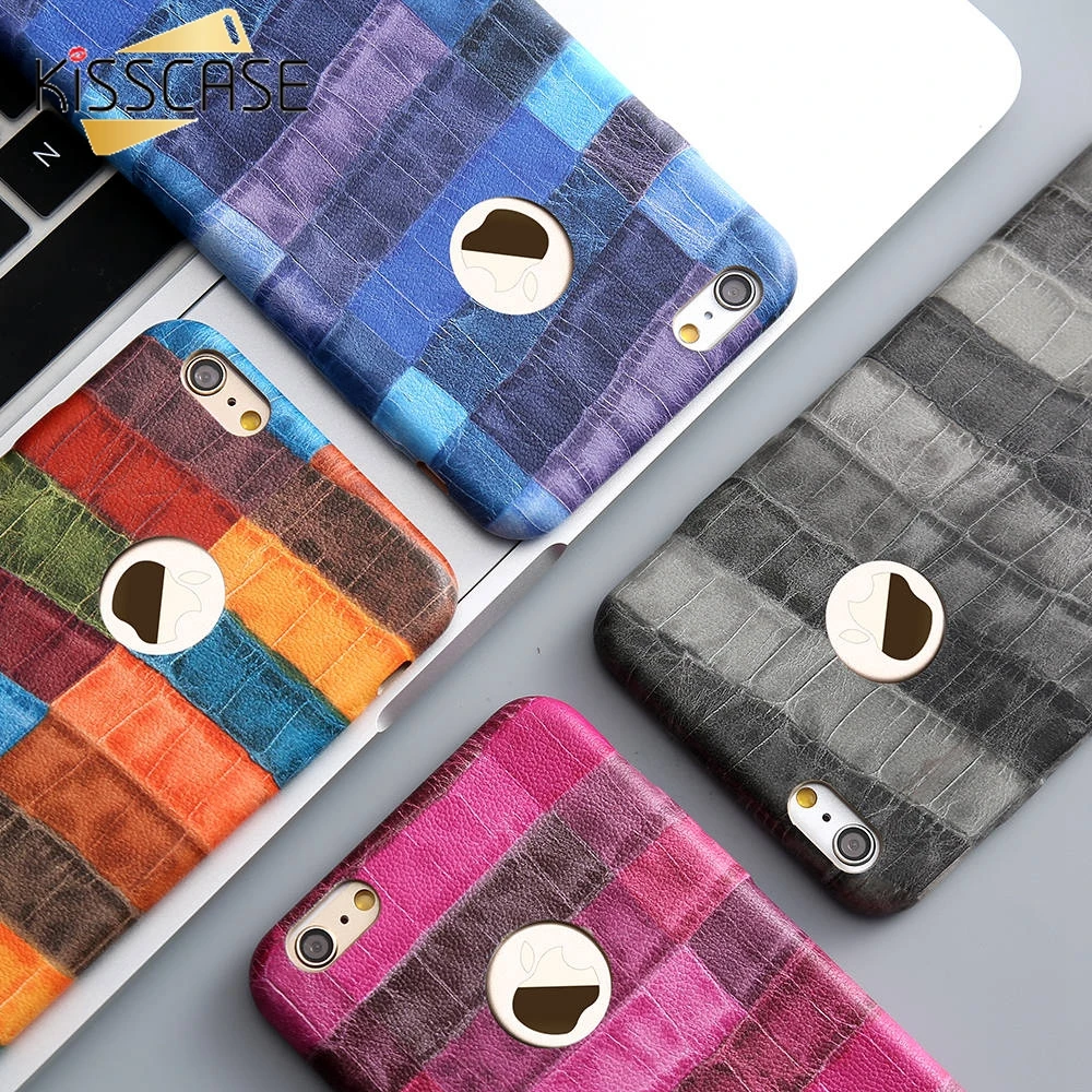 KISSCASE Crocodile Pattern Phone Case For iPhone 7 8 6 6S Ultra Thin Stripe Cases Plus Back Cover Funda |