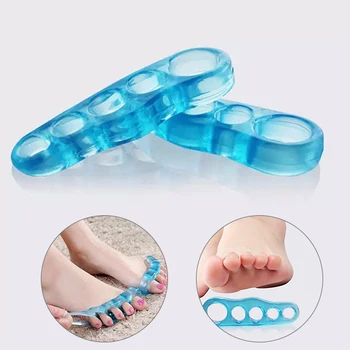 

NEW 1 Pair 5 Holes Foot Fingers Toe Separator Thumb Valgus Adjuster Feet Care