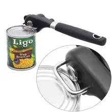 Abridor de latas manual de aço inoxidável, abridor profissional fácil de segurança com botão de volta, ferramentas úteis para cozinha doméstica