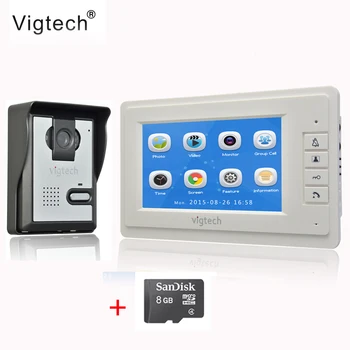 

Vigtech7 inch LCD home Video Door phone system photo video Record withTF Card device color wired Infrared Night Vision Camera