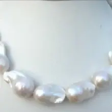 > Классические рахе Огромный 16-22 ММ ЮЖНОГО МОРЯ белый жемчуг в стиле барокко NECKLACE17"