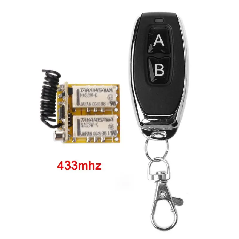 

RF 2 Relay 433 Receiver Wireless Remote Control Learning DC 3.7V to 24V Micro Switch NO COM NC Transmitter