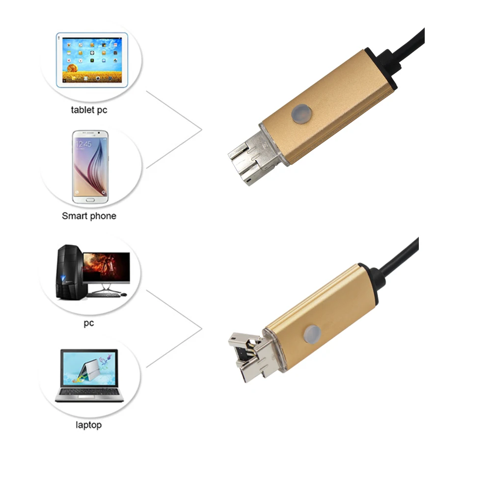 MicroUSB видеонаблюдения с защитой от воды Камера Borescope Камера 1/2/10/5 м 5,5 мм объектив Android эндоскоп Водонепроницаемый Змея Область Бороскоп