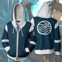 Men Avatar The Legend of Korra Korra Hoodie Sweatshirt 3D Cosplay Costume Zip Up Coats