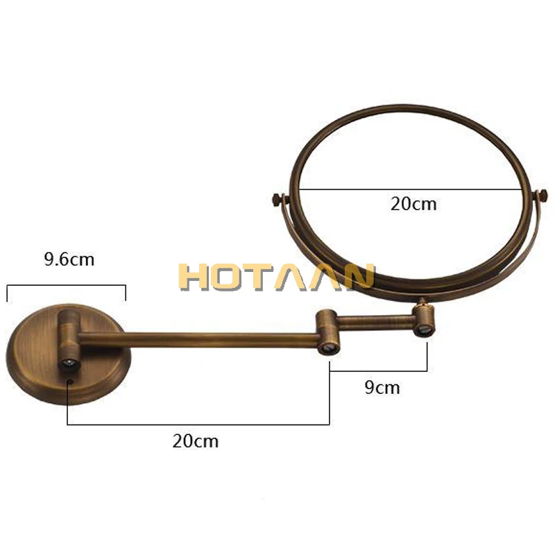 Античная 8 "двухсторонняя Ванная комната складной латунный бритья зеркало для макияжа настенные продлить с Arm круглый 1x3x увеличительное